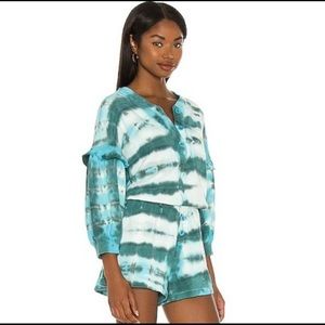 SOMETHING NAVY Esmeralda Tie Dye Henley Romper